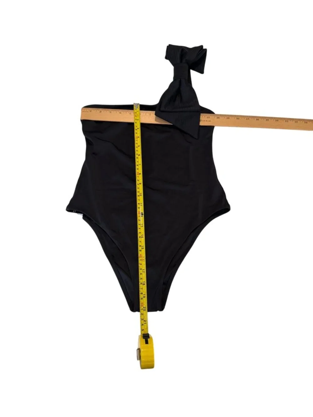 Cleobella Inga Black Bow Detail One Shoulder One Piece Bathing Suit Size Medium